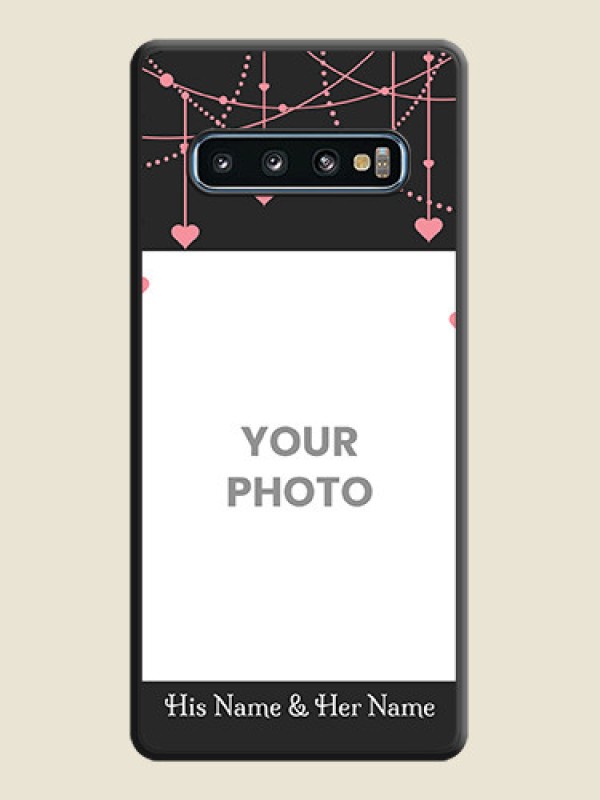 Custom Pink Love Hangings with Text on Space Black Custom Soft Matte Back Cover - Galaxy S10 - alternate view
