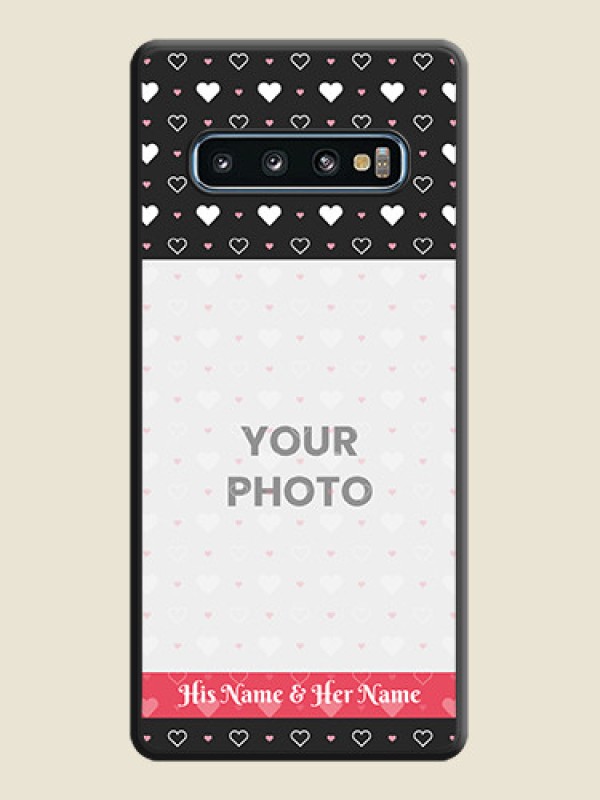 Custom White Color Love Symbols with Text Design on Photo on Space Black Soft Matte Phone Cover - Galaxy S10 - alternate view