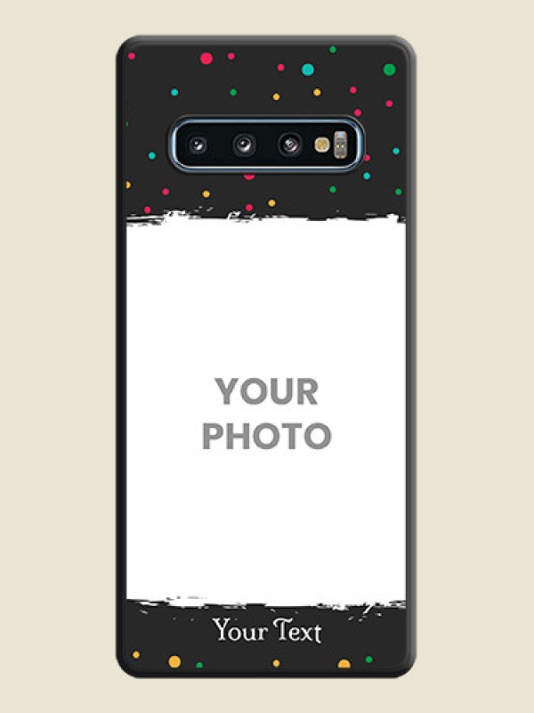 Custom Multicolor Dotted Pattern with Text on Space Black Custom Soft Matte Phone Back Cover - Galaxy S10 - alternate view