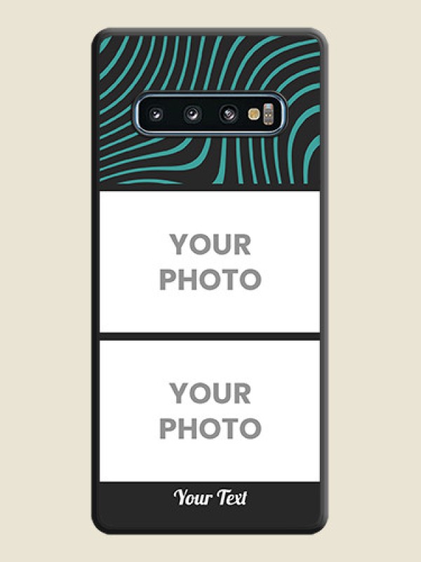 Custom Wave Pattern with 2 Image Holder on Space Black Personalized Soft Matte Phone Covers - Galaxy S10 - alternate view