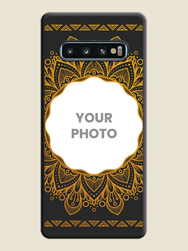 Custom Round Image with Floral Design on Photo on Space Black Soft Matte Mobile Cover - Galaxy S10 - alternate view