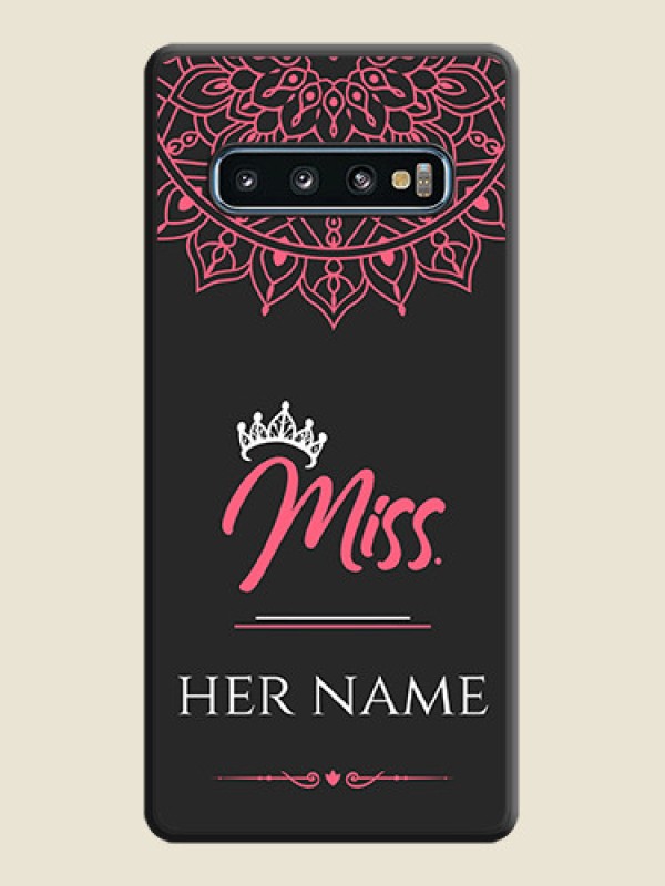 Custom Mrs Name with Floral Design on Space Black Personalized Soft Matte Phone Covers - Galaxy S10 - alternate view