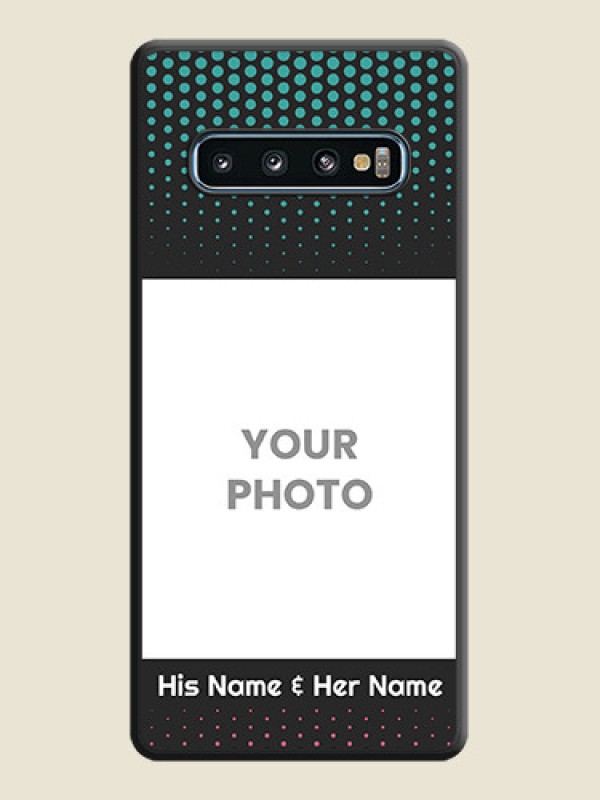Custom Faded Dots with Grunge Photo Frame and Text on Space Black Custom Soft Matte Phone Cases - Galaxy S10 - alternate view