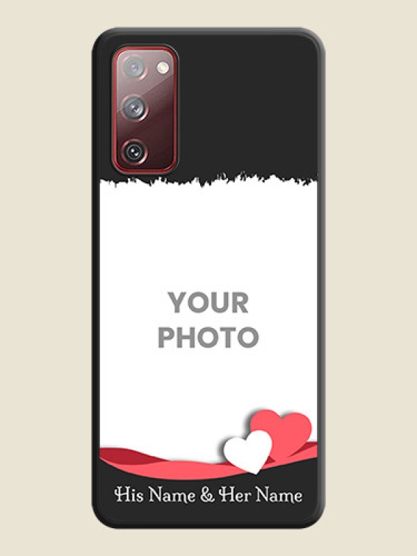 Custom Pin Color Love Shaped Ribbon Design with Text on Space Black Custom Soft Matte Phone Back Cover - Galaxy S20 FE 5G - alternate view