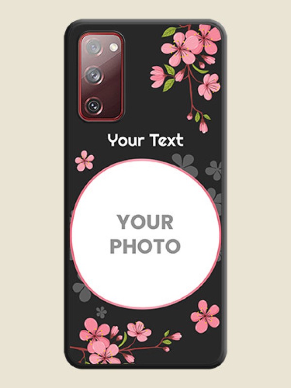 Custom Round Image with Pink Color Floral Design on Photo on Space Black Soft Matte Back Cover - Galaxy S20 FE 5G - alternate view