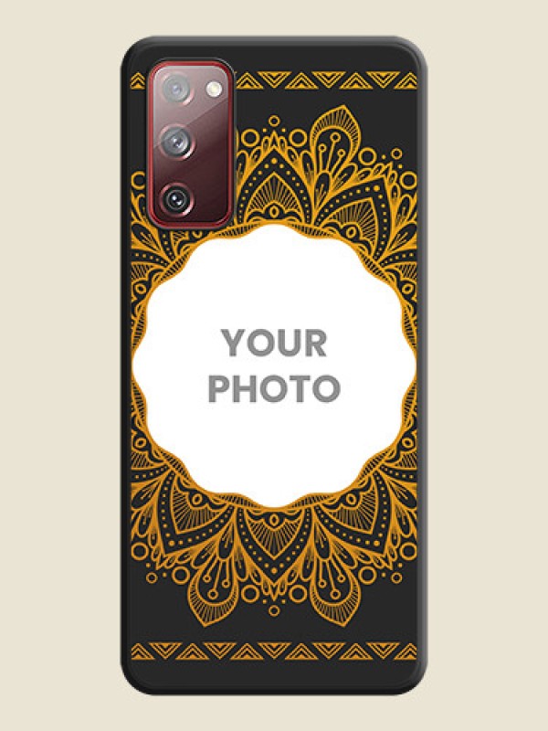 Custom Round Image with Floral Design on Photo on Space Black Soft Matte Mobile Cover - Galaxy S20 FE 5G - alternate view