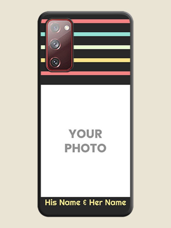 Custom Color Stripes with Photo and Text on Photo on Space Black Soft Matte Mobile Case - Galaxy S20 FE 5G - alternate view