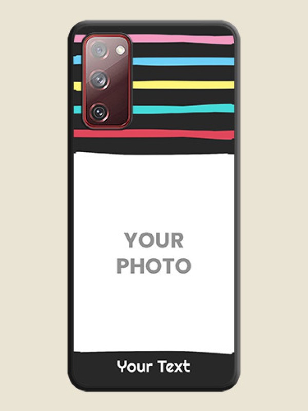 Custom Multicolor Lines with Image on Space Black Personalized Soft Matte Phone Covers - Galaxy S20 FE - alternate view
