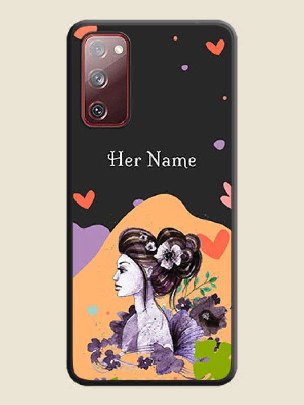 Custom Namecase For Her With Fancy Lady Image On Space Black Personalized Soft Matte Phone Covers -Samsung Galaxy S20 Fe - alternate view