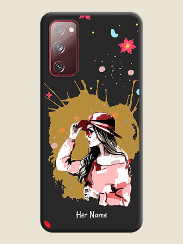 Custom Mordern Lady With Color Splash Background With Custom Text On Space Black Personalized Soft Matte Phone Covers -Samsung Galaxy S20 Fe - alternate view