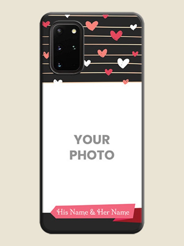 Custom Love Pattern with Name on Pink Ribbon  - Photo on Space Black Soft Matte Back Cover - Galaxy S20 Plus - alternate view