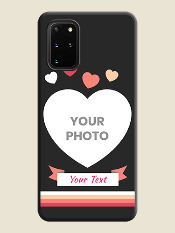 Custom Love Shaped Photo with Colorful Stripes on Personalised Space Black Soft Matte Cases - Galaxy S20 Plus - alternate view