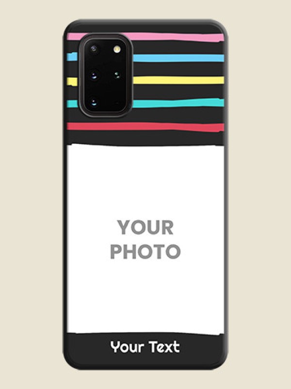 Custom Multicolor Lines with Image on Space Black Personalized Soft Matte Phone Covers - Galaxy S20 Plus - alternate view