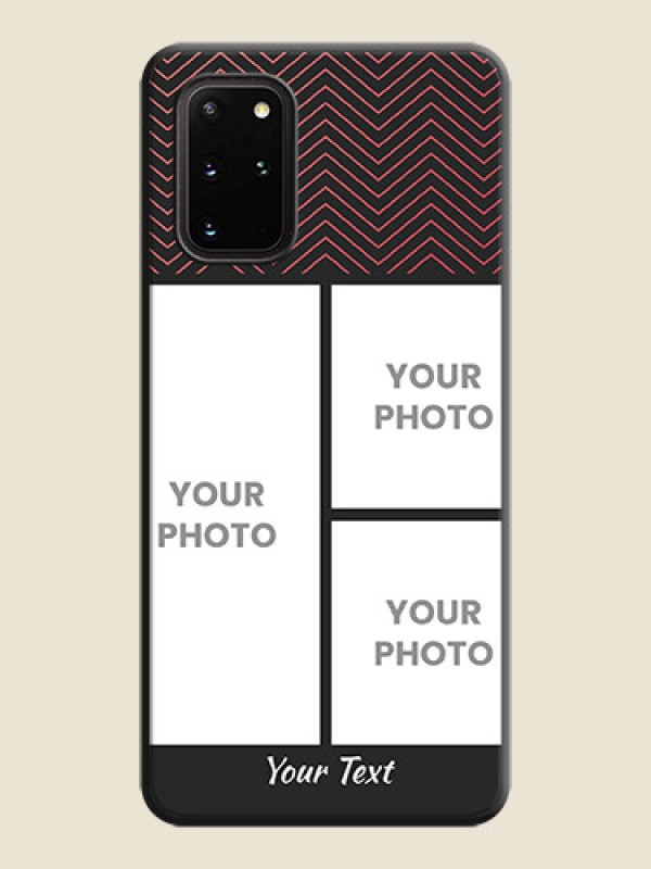 Custom Wave Pattern with 3 Image Holder on Space Black Custom Soft Matte Back Cover - Galaxy S20 Plus - alternate view