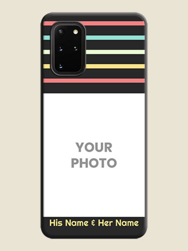 Custom Color Stripes with Photo and Text - Photo on Space Black Soft Matte Mobile Case - Galaxy S20 Plus - alternate view