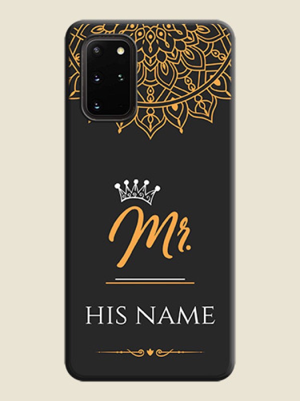 Custom Mr Name with Floral Design  on Personalised Space Black Soft Matte Cases - Galaxy S20 Plus - alternate view