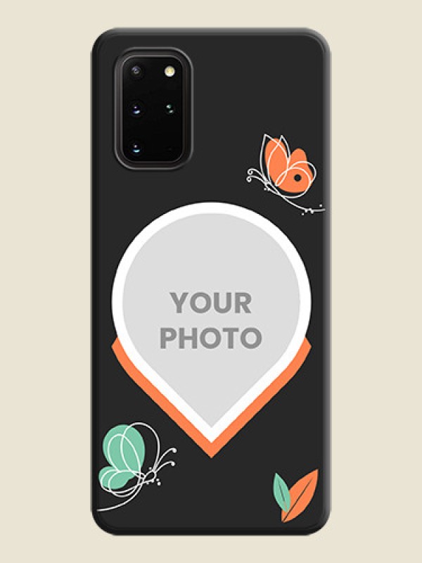 Custom Upload Pic With Simple Butterly Design On Space Black Personalized Soft Matte Phone Covers -Samsung Galaxy S20 Plus - alternate view