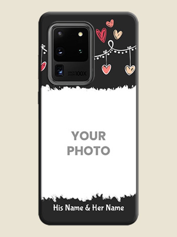 Custom Pink Love Hangings with Name on Space Black Custom Soft Matte Phone Cases - Galaxy S20 Ultra - alternate view