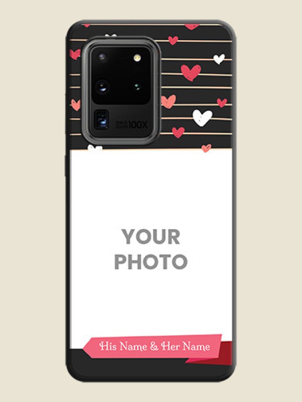 Custom Love Pattern with Name on Pink Ribbon  - Photo on Space Black Soft Matte Back Cover - Galaxy S20 Ultra - alternate view