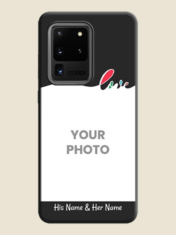 Custom Fall in Love Pattern with Picture - Photo on Space Black Soft Matte Mobile Case - Galaxy S20 Ultra - alternate view