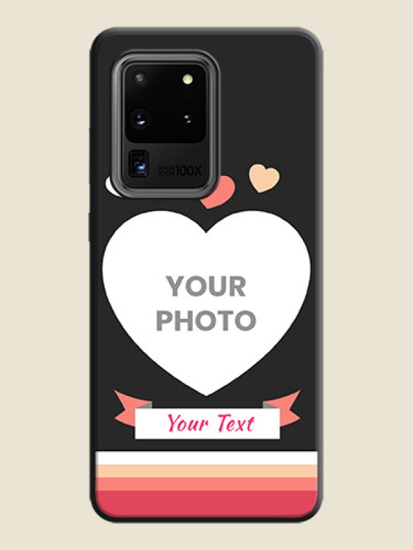 Custom Love Shaped Photo with Colorful Stripes on Personalised Space Black Soft Matte Cases - Galaxy S20 Ultra - alternate view