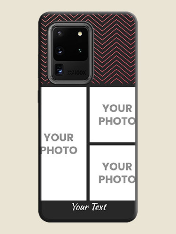 Custom Wave Pattern with 3 Image Holder on Space Black Custom Soft Matte Back Cover - Galaxy S20 Ultra - alternate view