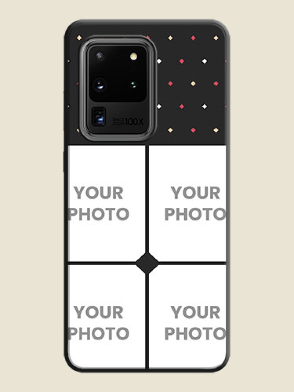 Custom Multicolor Dotted Pattern with 4 Image Holder on Space Black Custom Soft Matte Phone Cases - Galaxy S20 Ultra - alternate view