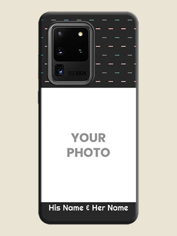 Custom Line Pattern Design with Text on Space Black Custom Soft Matte Phone Back Cover - Galaxy S20 Ultra - alternate view