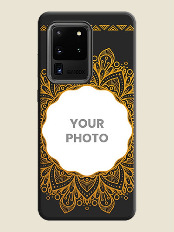 Custom Round Image with Floral Design - Photo on Space Black Soft Matte Mobile Cover - Galaxy S20 Ultra - alternate view