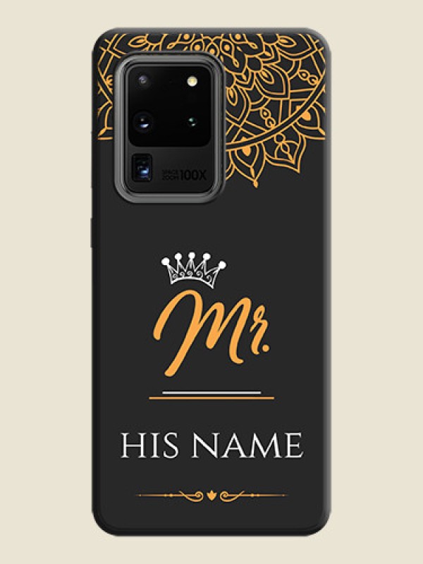 Custom Mr Name with Floral Design  on Personalised Space Black Soft Matte Cases - Galaxy S20 Ultra - alternate view