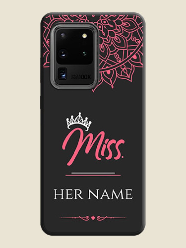 Custom Mrs Name with Floral Design on Space Black Personalized Soft Matte Phone Covers - Galaxy S20 Ultra - alternate view