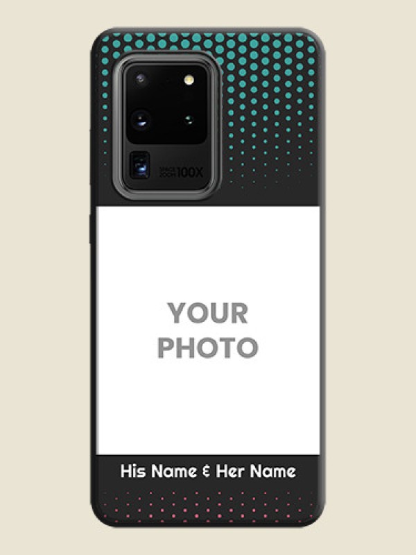 Custom Faded Dots with Grunge Photo Frame and Text on Space Black Custom Soft Matte Phone Cases - Galaxy S20 Ultra - alternate view