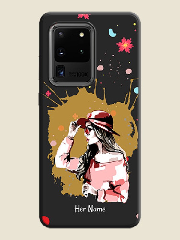 Custom Mordern Lady With Color Splash Background With Custom Text On Space Black Personalized Soft Matte Phone Covers -Samsung Galaxy S20 Ultra - alternate view