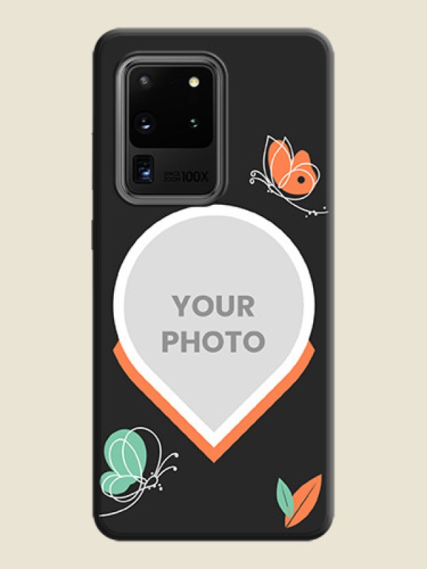 Custom Upload Pic With Simple Butterly Design On Space Black Personalized Soft Matte Phone Covers -Samsung Galaxy S20 Ultra - alternate view