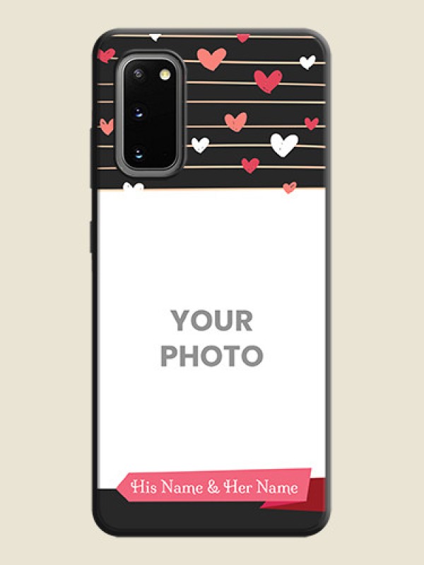 Custom Love Pattern with Name on Pink Ribbon  - Photo on Space Black Soft Matte Back Cover - Galaxy S20 - alternate view