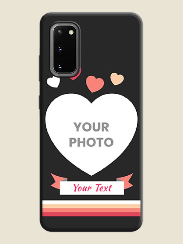 Custom Love Shaped Photo with Colorful Stripes on Personalised Space Black Soft Matte Cases - Galaxy S20 - alternate view