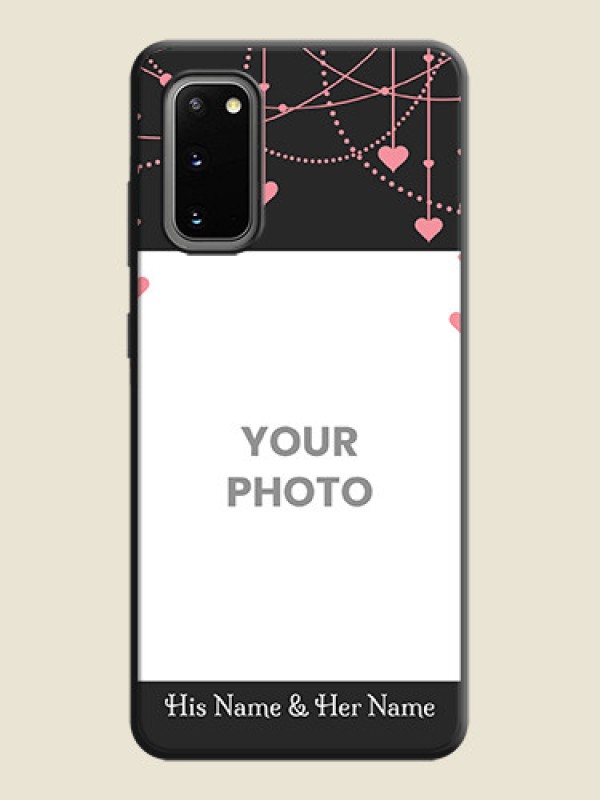 Custom Pink Love Hangings with Text on Space Black Custom Soft Matte Back Cover - Galaxy S20 - alternate view