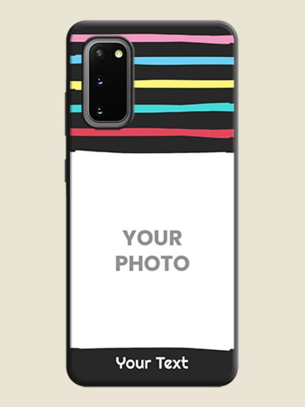 Custom Multicolor Lines with Image on Space Black Personalized Soft Matte Phone Covers - Galaxy S20 - alternate view