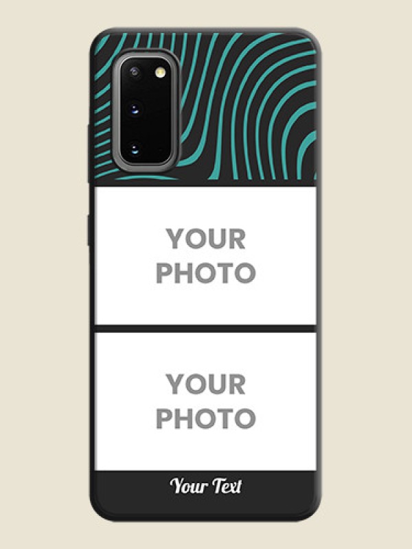 Custom Wave Pattern with 2 Image Holder on Space Black Personalized Soft Matte Phone Covers - Galaxy S20 - alternate view