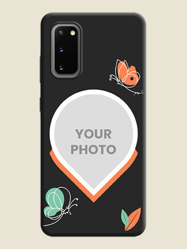 Custom Upload Pic With Simple Butterly Design On Space Black Personalized Soft Matte Phone Covers -Samsung Galaxy S20 - alternate view