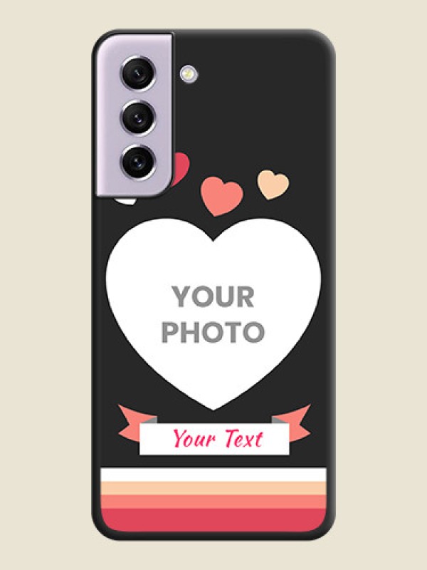 Custom Love Shaped Photo with Colorful Stripes on Personalised Space Black Soft Matte Cases - Galaxy S21 FE 5G - alternate view