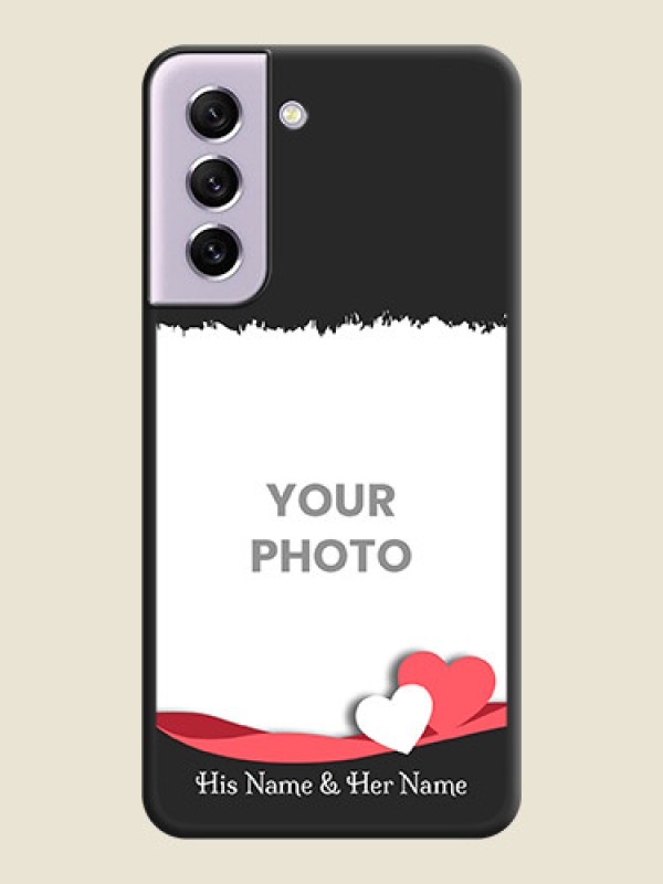 Custom Pin Color Love Shaped Ribbon Design with Text on Space Black Custom Soft Matte Phone Back Cover - Galaxy S21 FE 5G - alternate view