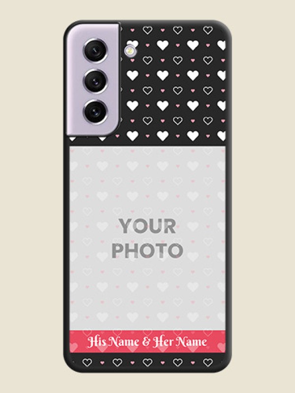 Custom White Color Love Symbols with Text Design on Photo on Space Black Soft Matte Phone Cover - Galaxy S21 FE 5G - alternate view
