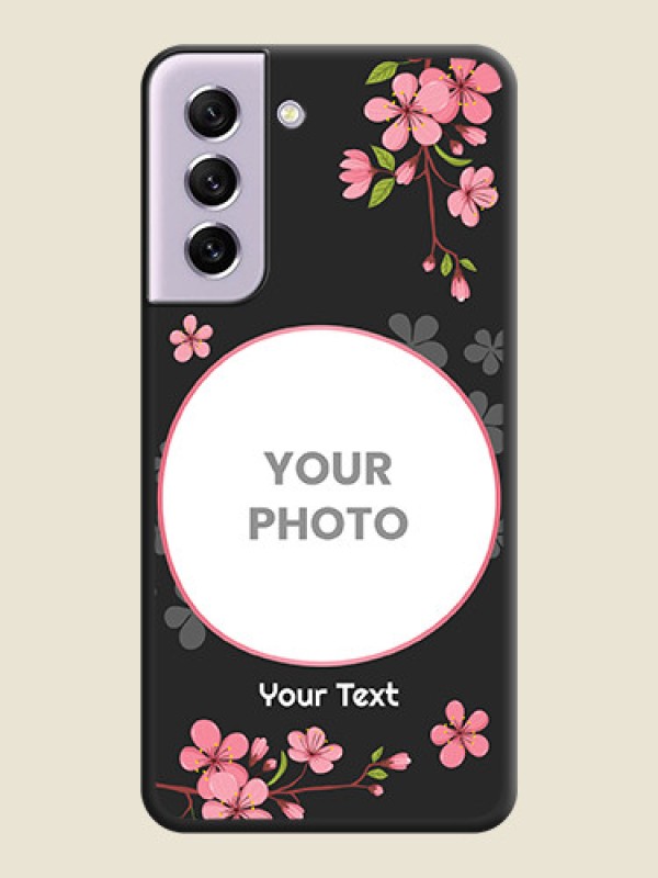 Custom Round Image with Pink Color Floral Design on Photo on Space Black Soft Matte Back Cover - Galaxy S21 FE 5G - alternate view