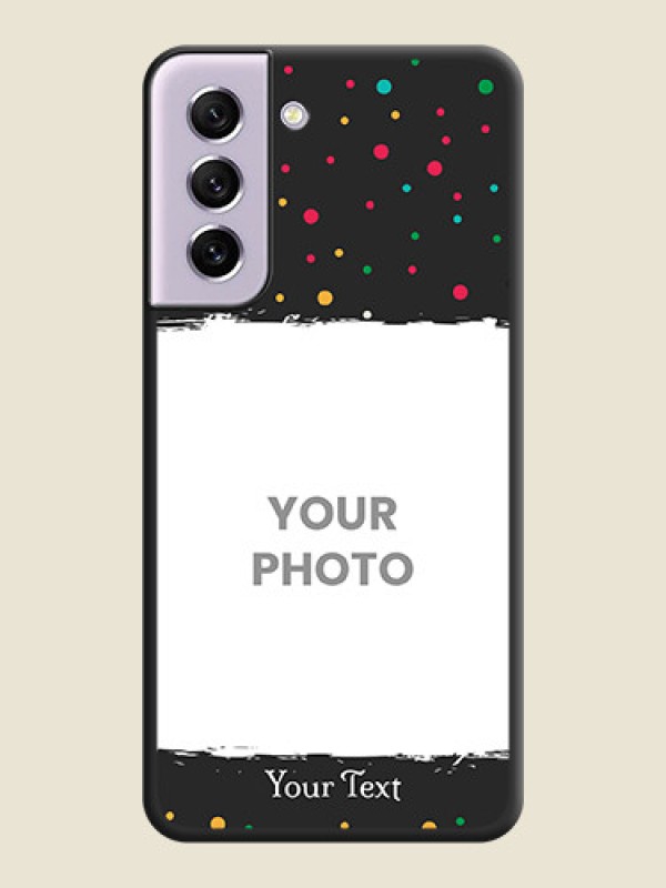 Custom Multicolor Dotted Pattern with Text on Space Black Custom Soft Matte Phone Back Cover - Galaxy S21 FE 5G - alternate view