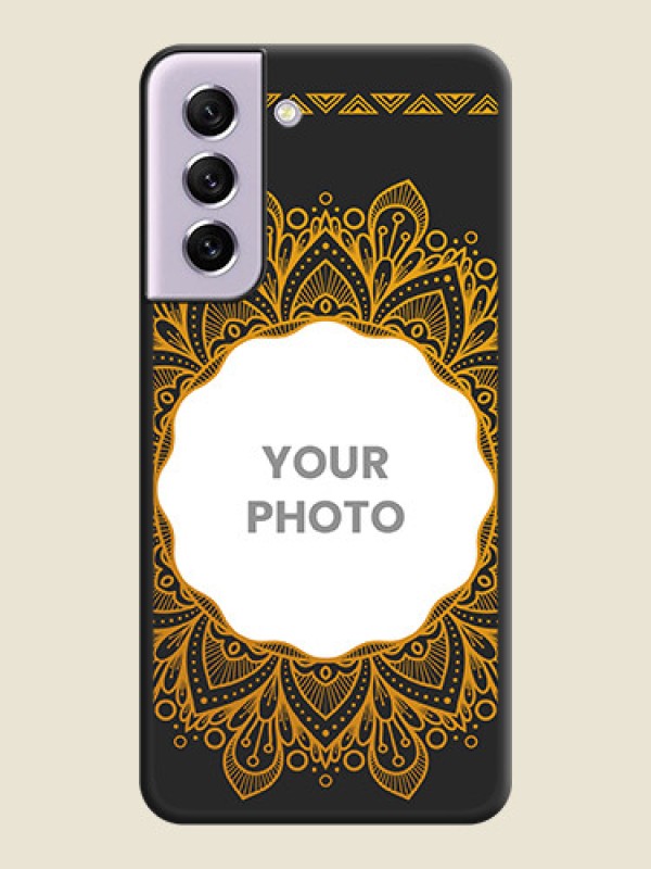 Custom Round Image with Floral Design on Photo on Space Black Soft Matte Mobile Cover - Galaxy S21 FE 5G - alternate view