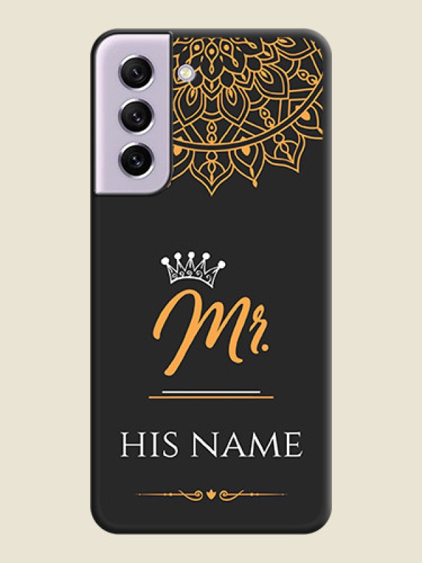 Custom Mr Name with Floral Design  on Personalised Space Black Soft Matte Cases - Galaxy S21 FE 5G - alternate view