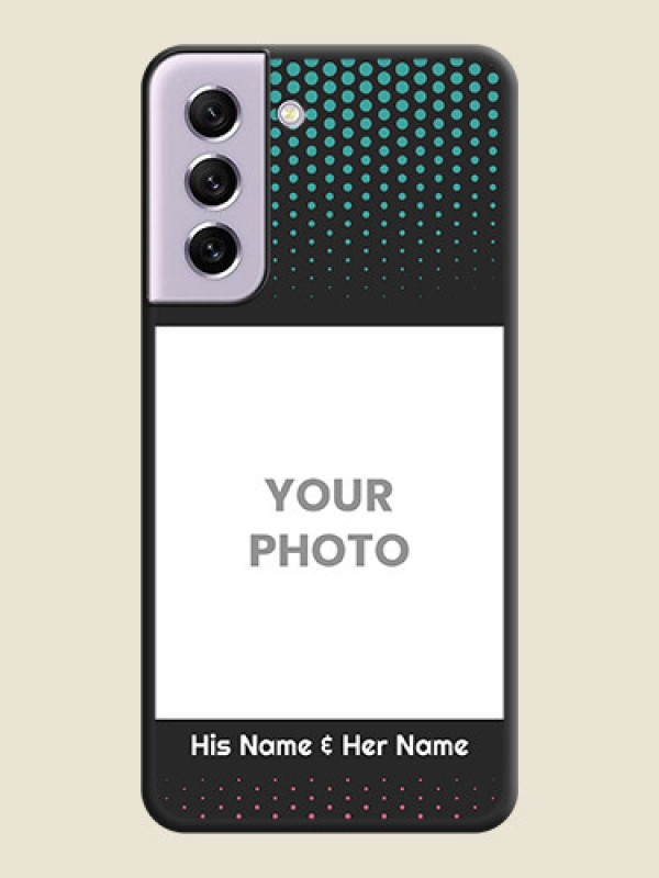Custom Faded Dots with Grunge Photo Frame and Text on Space Black Custom Soft Matte Phone Cases - Galaxy S21 FE 5G - alternate view