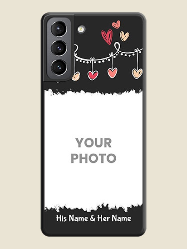 Custom Pink Love Hangings with Name on Space Black Custom Soft Matte Phone Cases - Galaxy S21 Plus - alternate view
