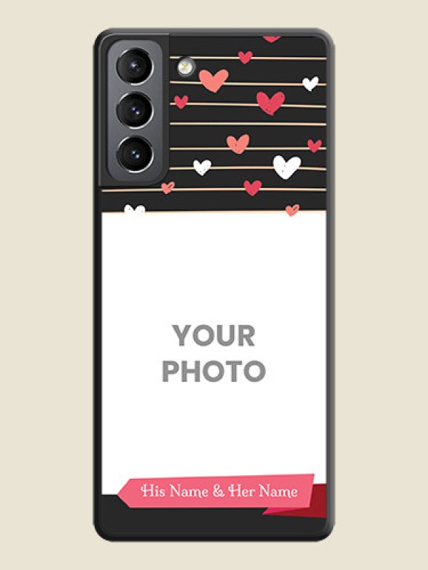 Custom Love Pattern with Name on Pink Ribbon  on Photo on Space Black Soft Matte Back Cover - Galaxy S21 Plus - alternate view